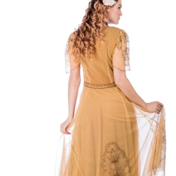 Nataya  Vintage Inspired Gold 1920's Dress-PMNAT1C - Picture 2 of 5